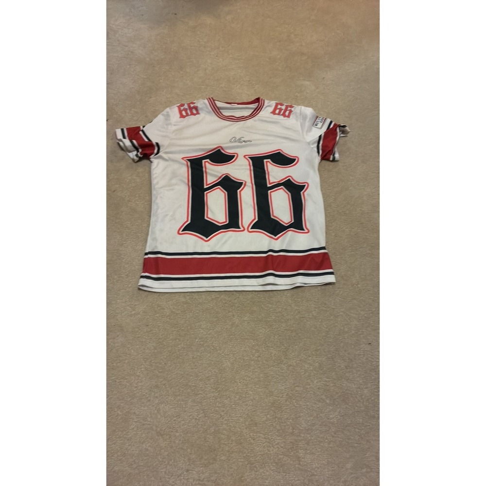 Vintage Style Gothic 66 Jersey Graphic Tee White Red Black